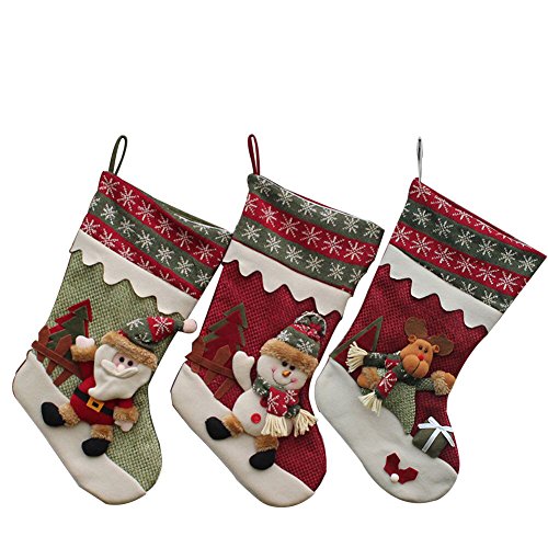 Set of 3pcs Christmas Stockings 2016 Christmas day | DecorationFun.com